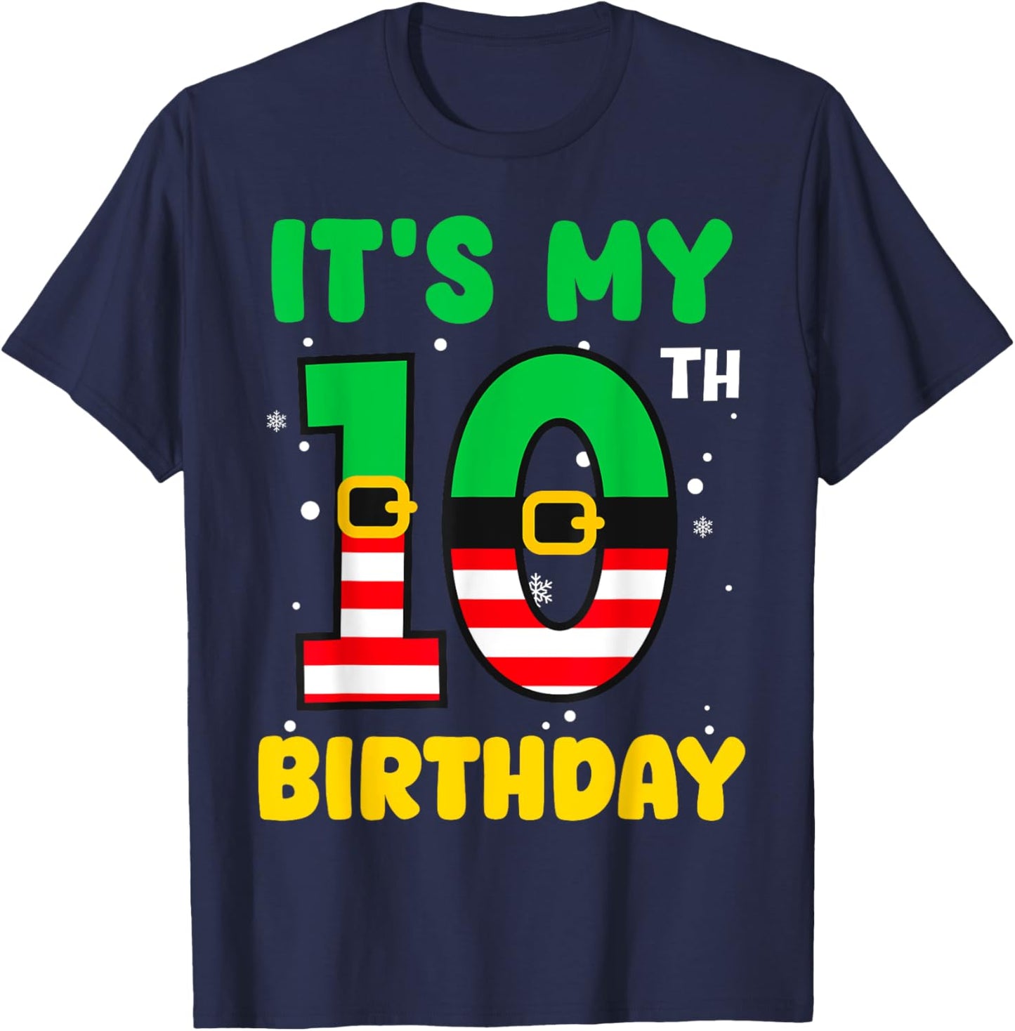 It's My 10th Birthday Christmas 10 Years Old Cute Xmas Funny T-Shirt - T-Shirt | Navy