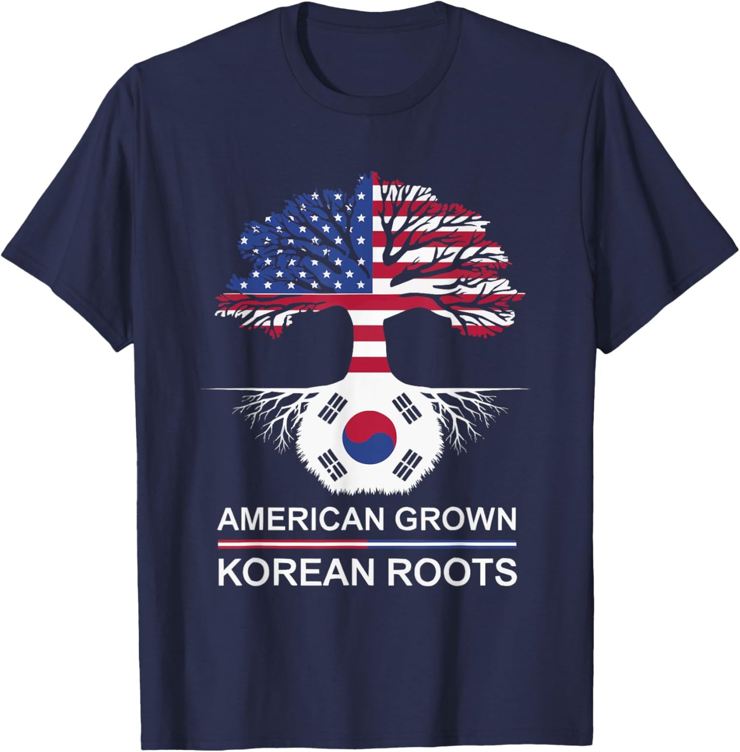 Half American Half Korean USA Flag South Korea America T-Shirt - T-Shirt | Navy