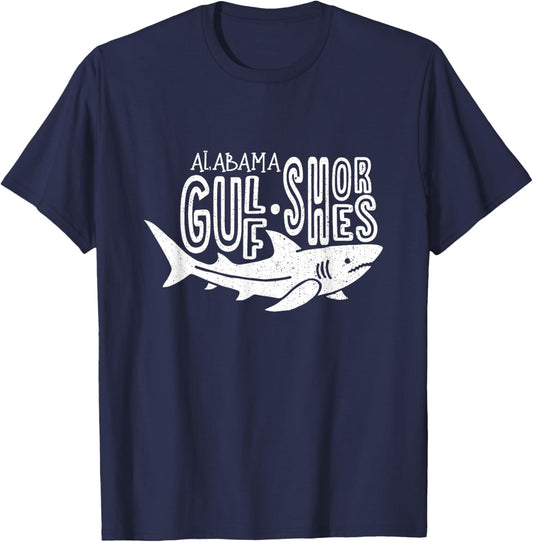 Alabama Gulf Shores Shark Graphic Vintage Souvenir T-Shirt - T-Shirt | Navy