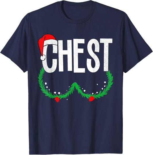 Chest Nuts Matching Chestnuts Funny Christmas Couples Chest T-Shirt - T-Shirt | Navy