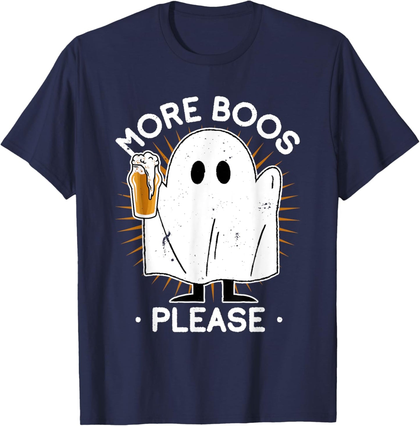 Beer Drinking More Boos Please Ghost Halloween Costume T-Shirt - T-Shirt | Navy