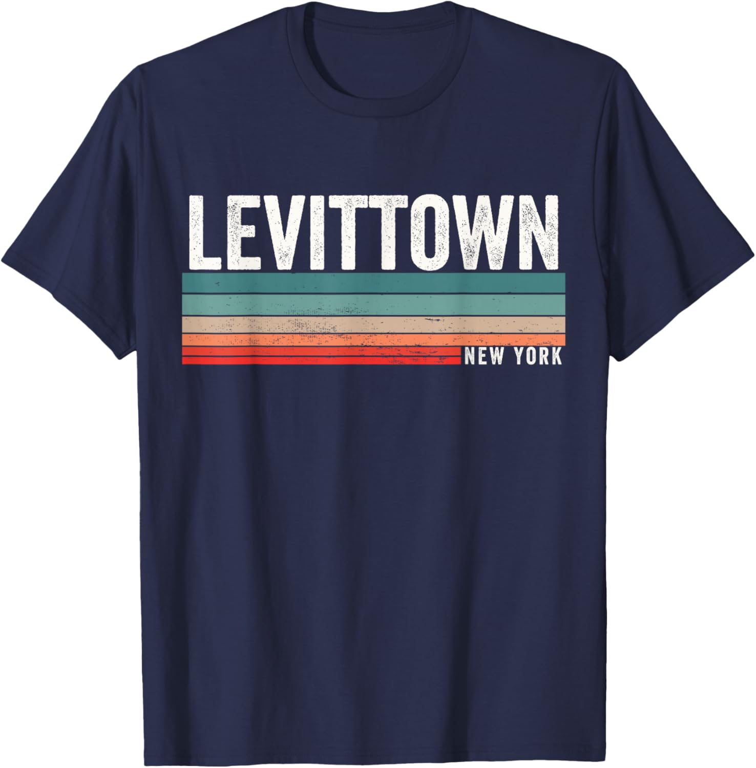 Levittown New York Retro Sunset, Levittown NY, Levittown T-Shirt - T-Shirt | Navy