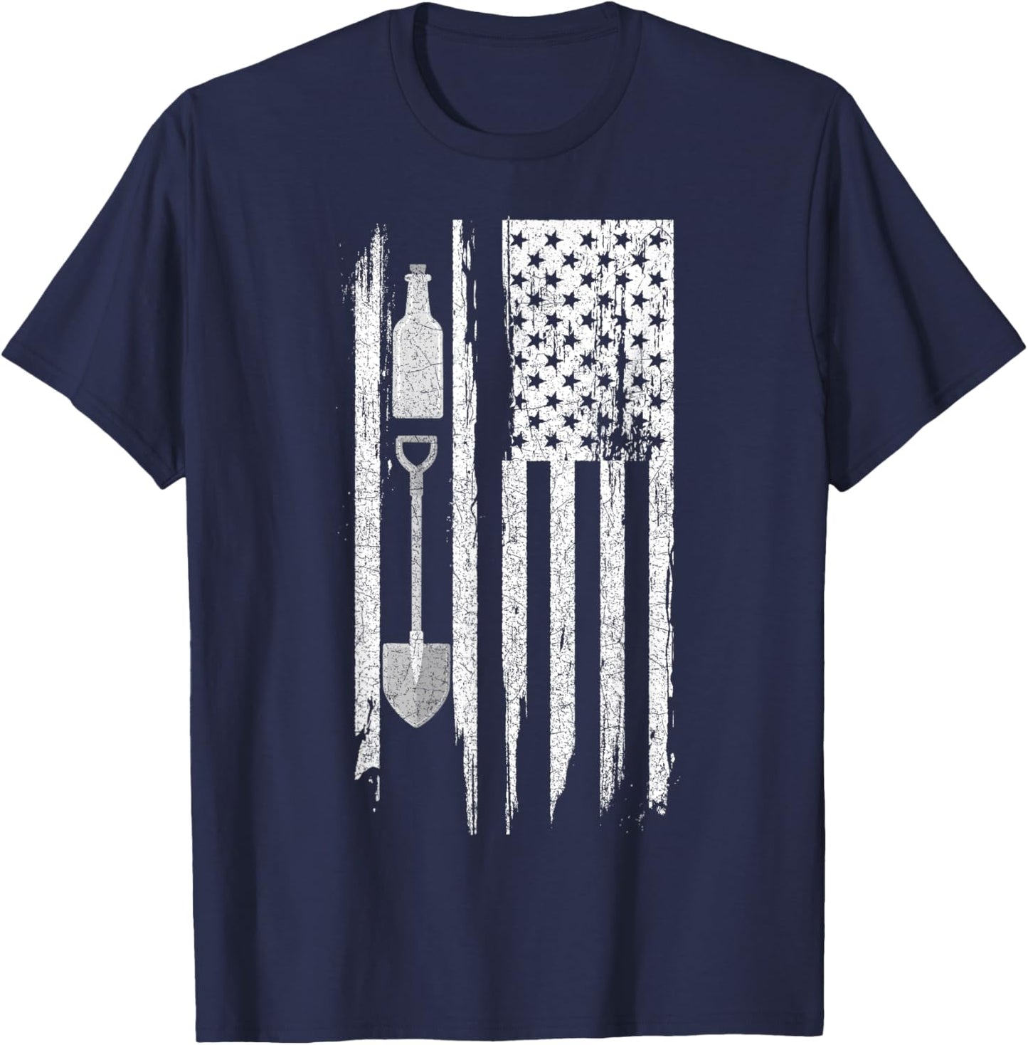 Archeology US Flag Bottle Digging T-Shirt - T-Shirt | Navy