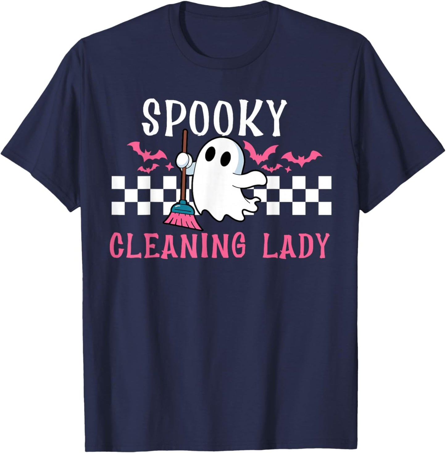 Spooky Cleaning Lady Halloween Housekeeping Cleaner T-Shirt - T-Shirt | Navy