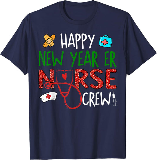 Happy New Year ER Nurse Crew Emergency Rom New Years Eve T-Shirt - T-Shirt | Navy