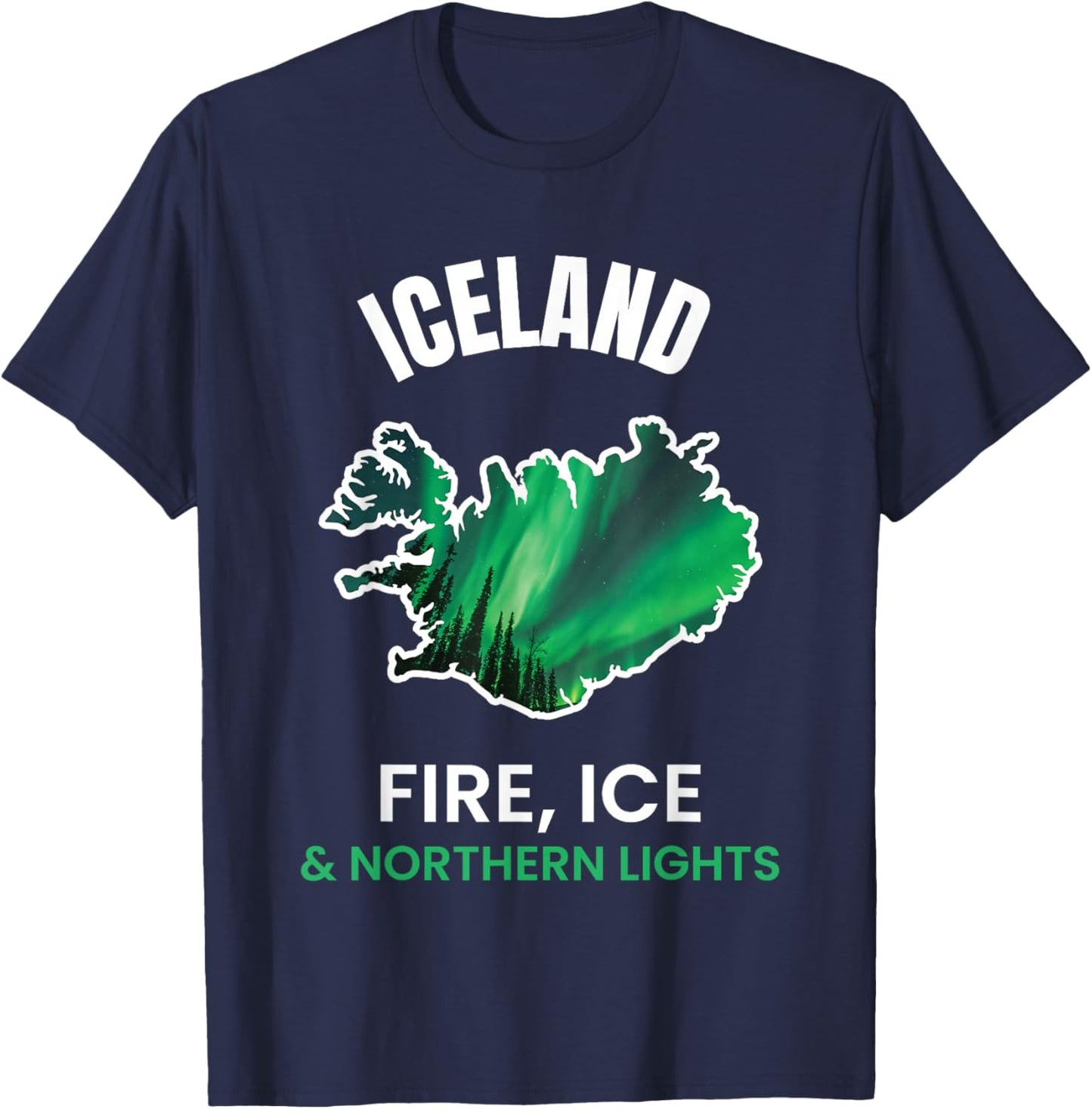 Iceland Northern Light Aurora Reykjavík Icelandic Gift T-Shirt - T-Shirt | Navy