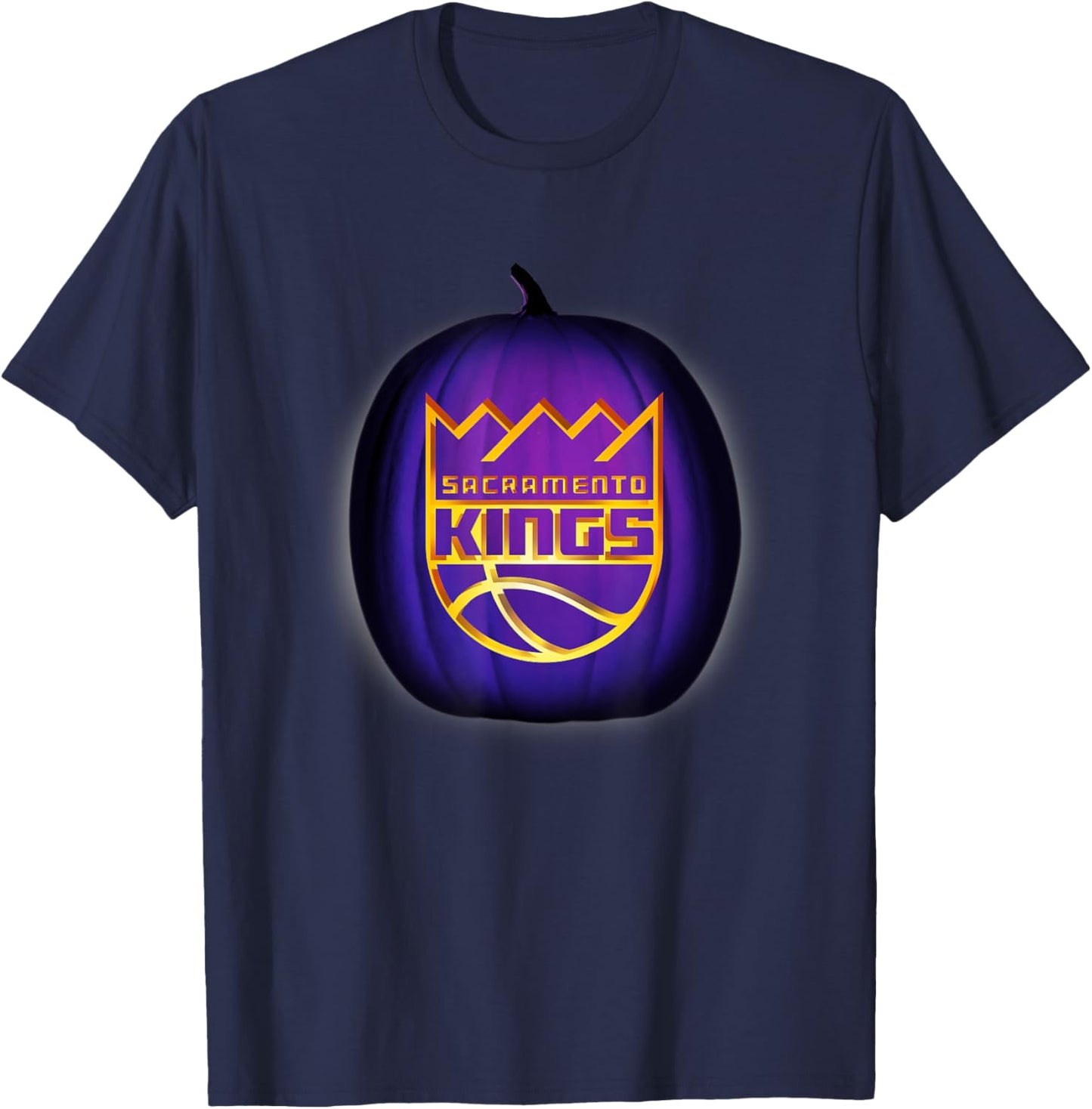 NBA Sacramento Kings Halloween Glow Pumpkin T-Shirt - T-Shirt | Navy