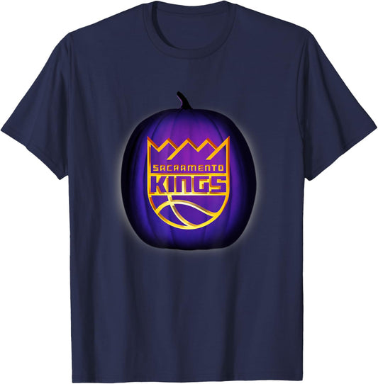 NBA Sacramento Kings Halloween Glow Pumpkin T-Shirt - T-Shirt | Navy