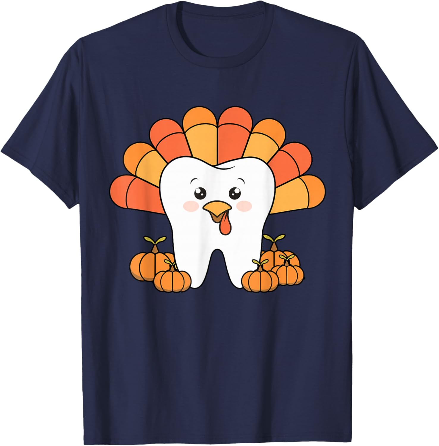 Thanksgiving Tooth Turkey Dentist Dental Women T-Shirt - T-Shirt | Navy