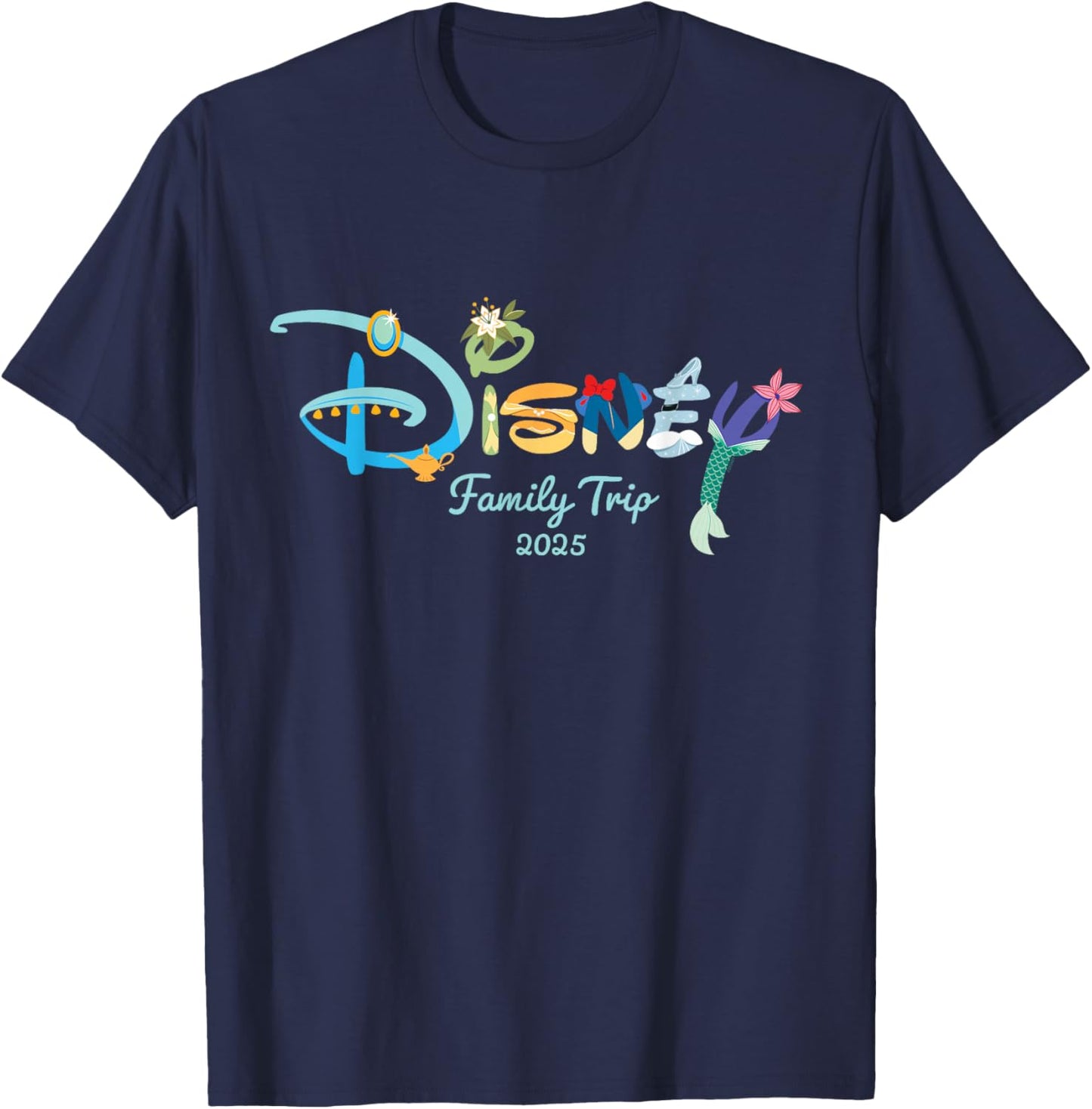 Disney Princess Letters Logo Family Trip Matching 2025 T-Shirt - T-Shirt | Navy
