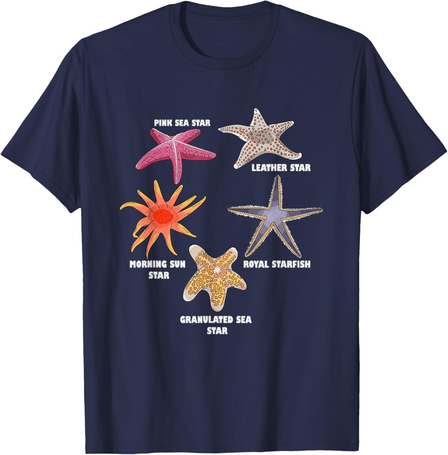 Sea Star Types Starfish Species Underwater Marine Starfish T-Shirt - T-Shirt | Navy