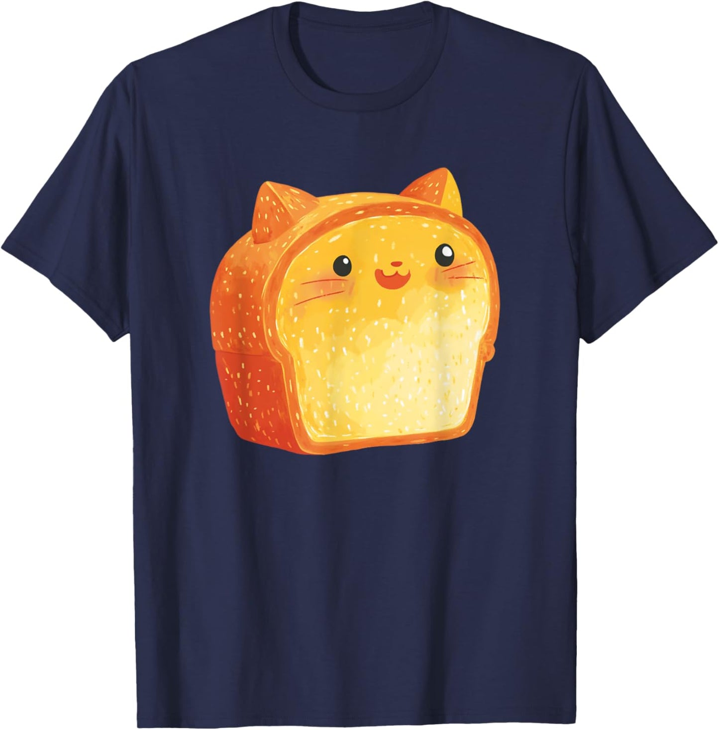 Cute Cat Loaf Illustration Bread Cat T-Shirt - T-Shirt | Navy
