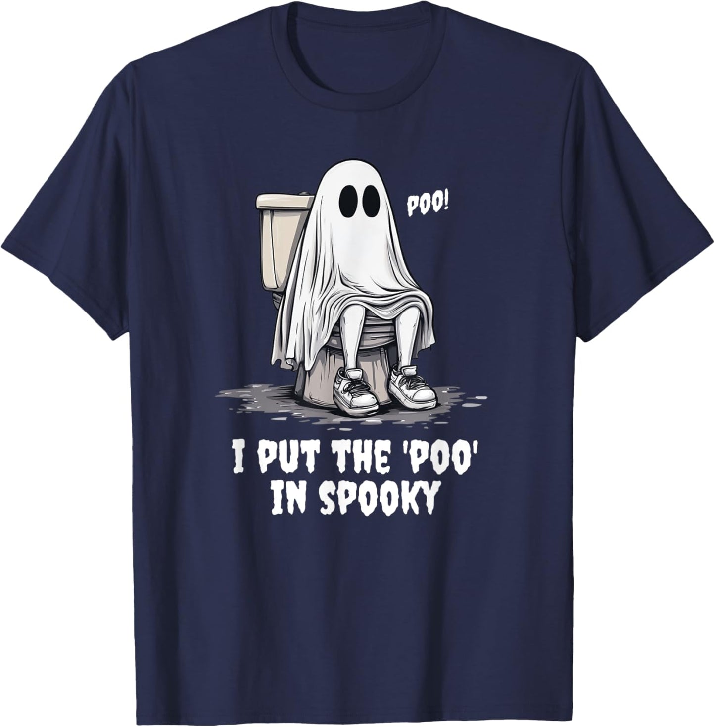 Funny Kids Halloween Potty Ghost Poo In Spooky T-Shirt - T-Shirt | Navy