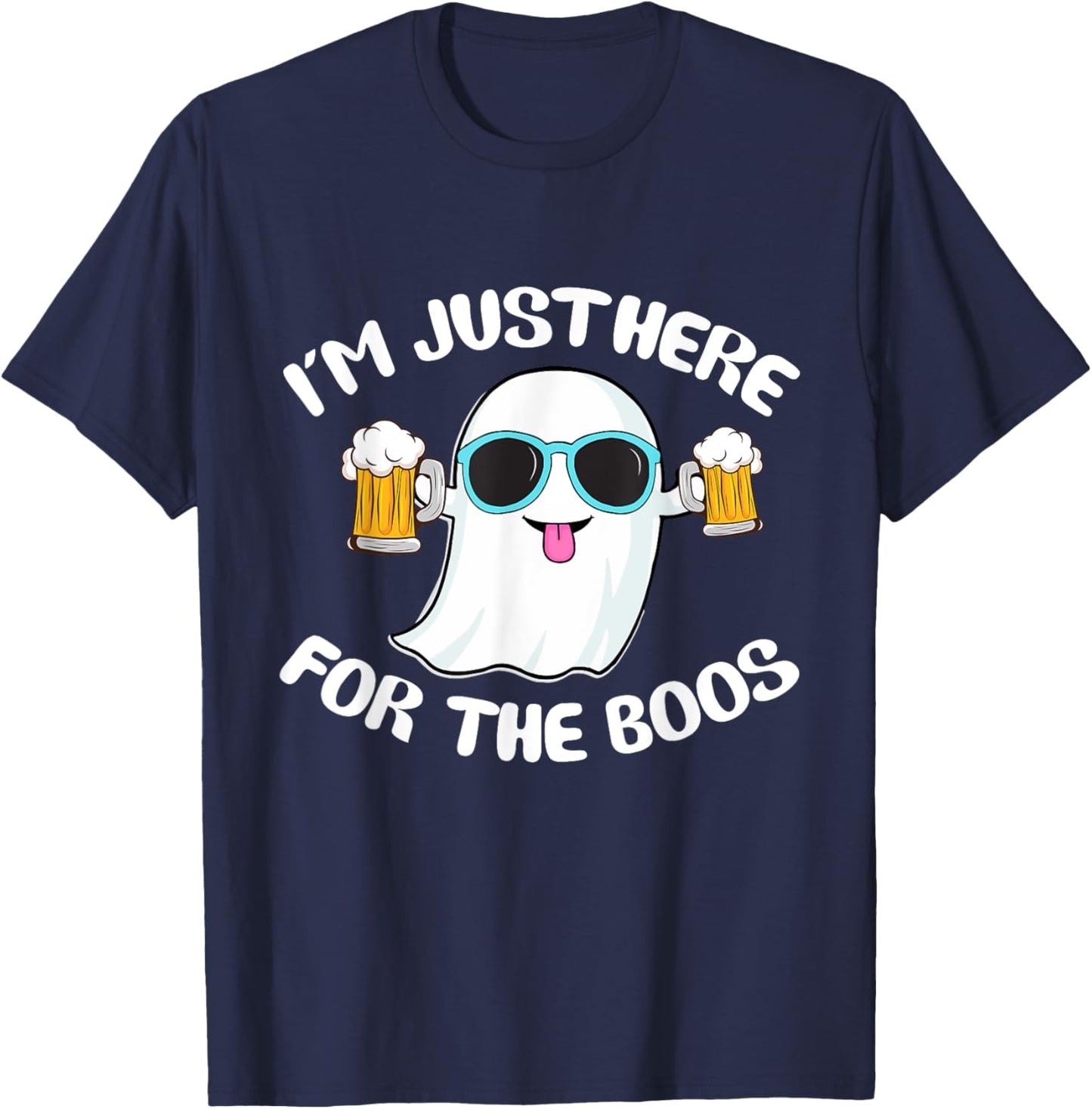 Funny ghost I'm just here for the boos Halloween T-Shirt - T-Shirt | Navy