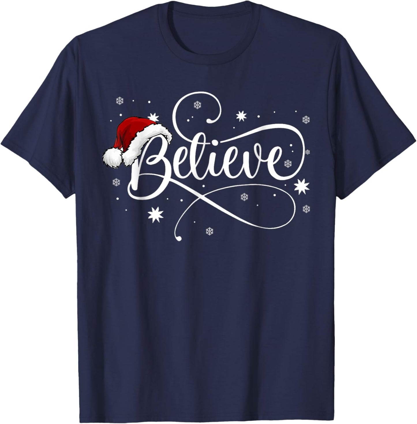 Christmas Shirt - Believe Santa Claus Believe Christmas Kids T-Shirt - T-Shirt | Navy