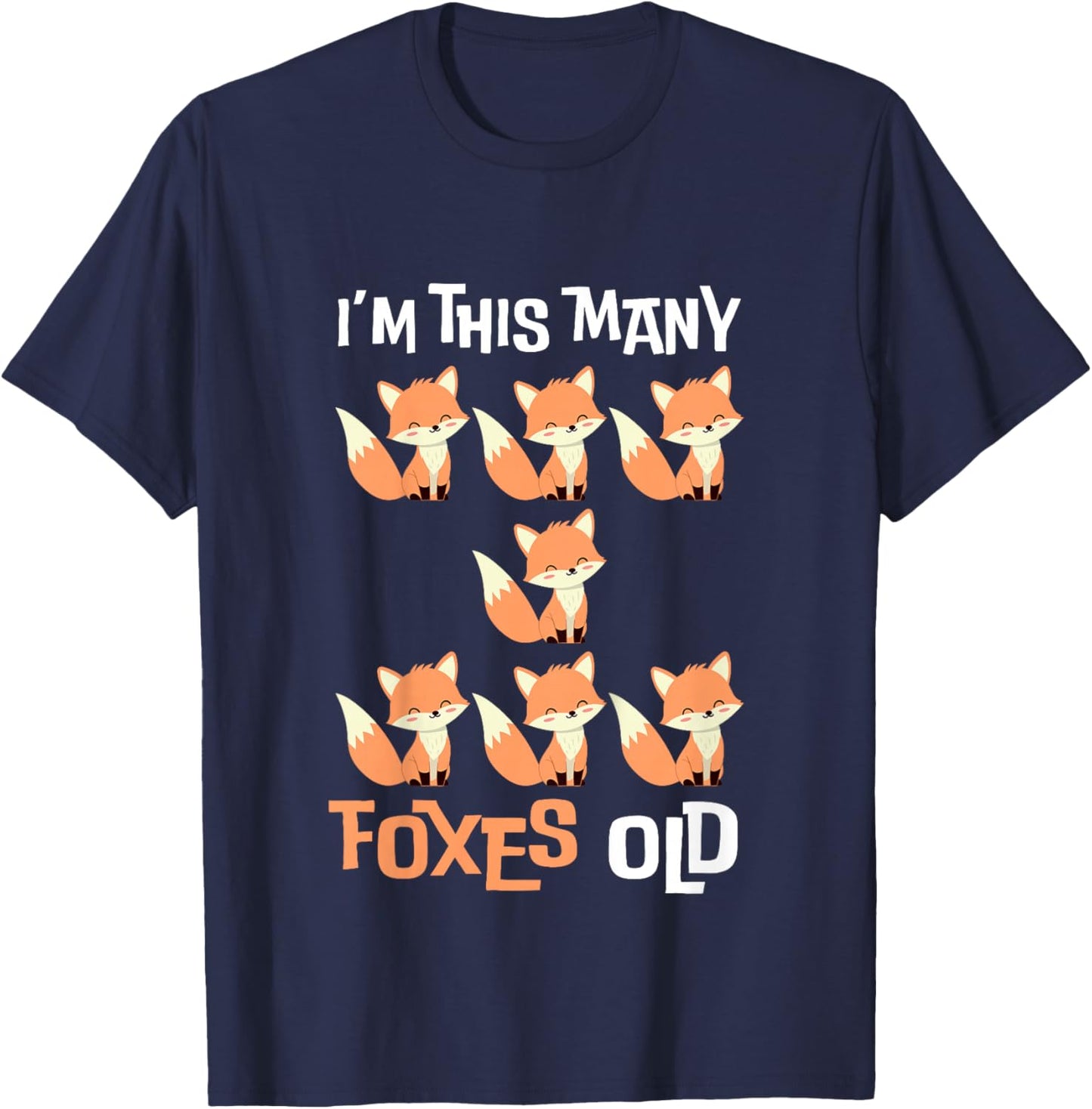 Kids I'm This Many Foxes Old - Fox 7th Birthday 7 Years Old Bday T-Shirt - T-Shirt | Navy