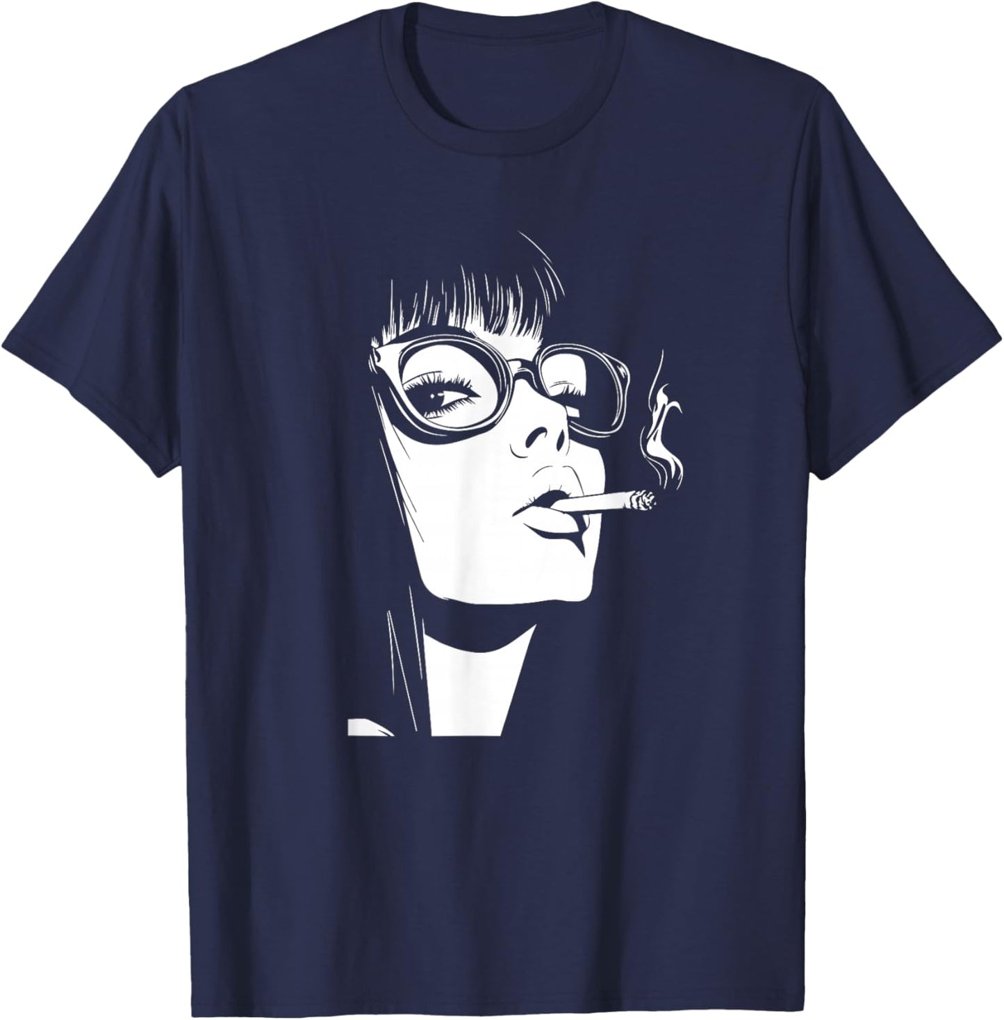Anime Girl Aesthetic Waifu Japanese T-Shirt - T-Shirt | Navy