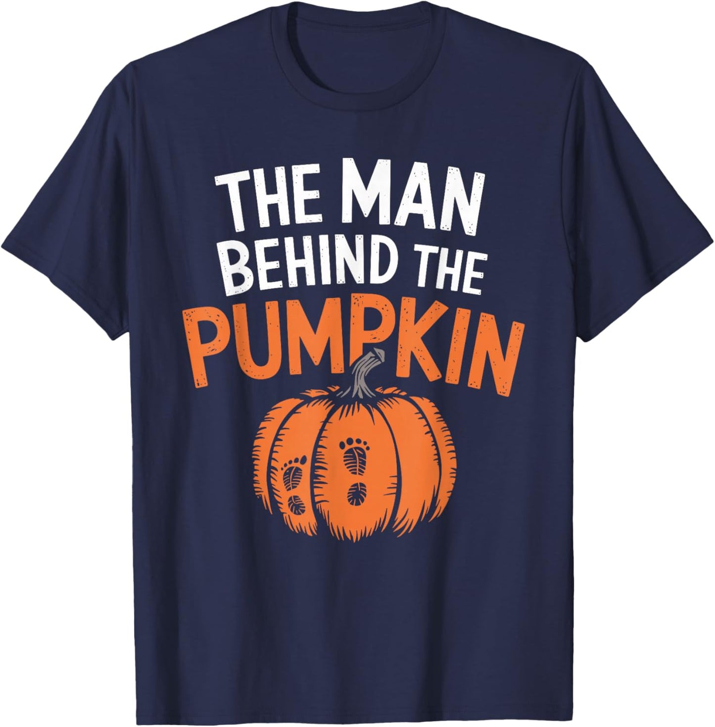 Man Behind The Pumpkin Halloween Pregnancy T-Shirt - T-Shirt | Navy