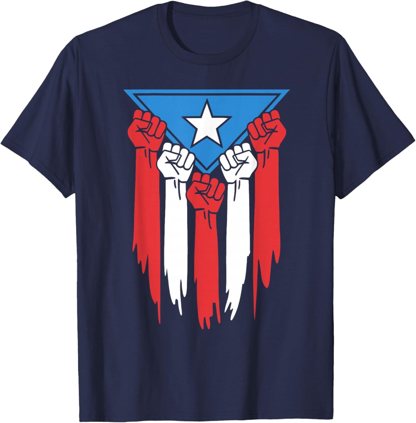 Boricua Puerto Rico PR Flag Puerto Rican Fist Hand Heritage T-Shirt - T-Shirt | Navy