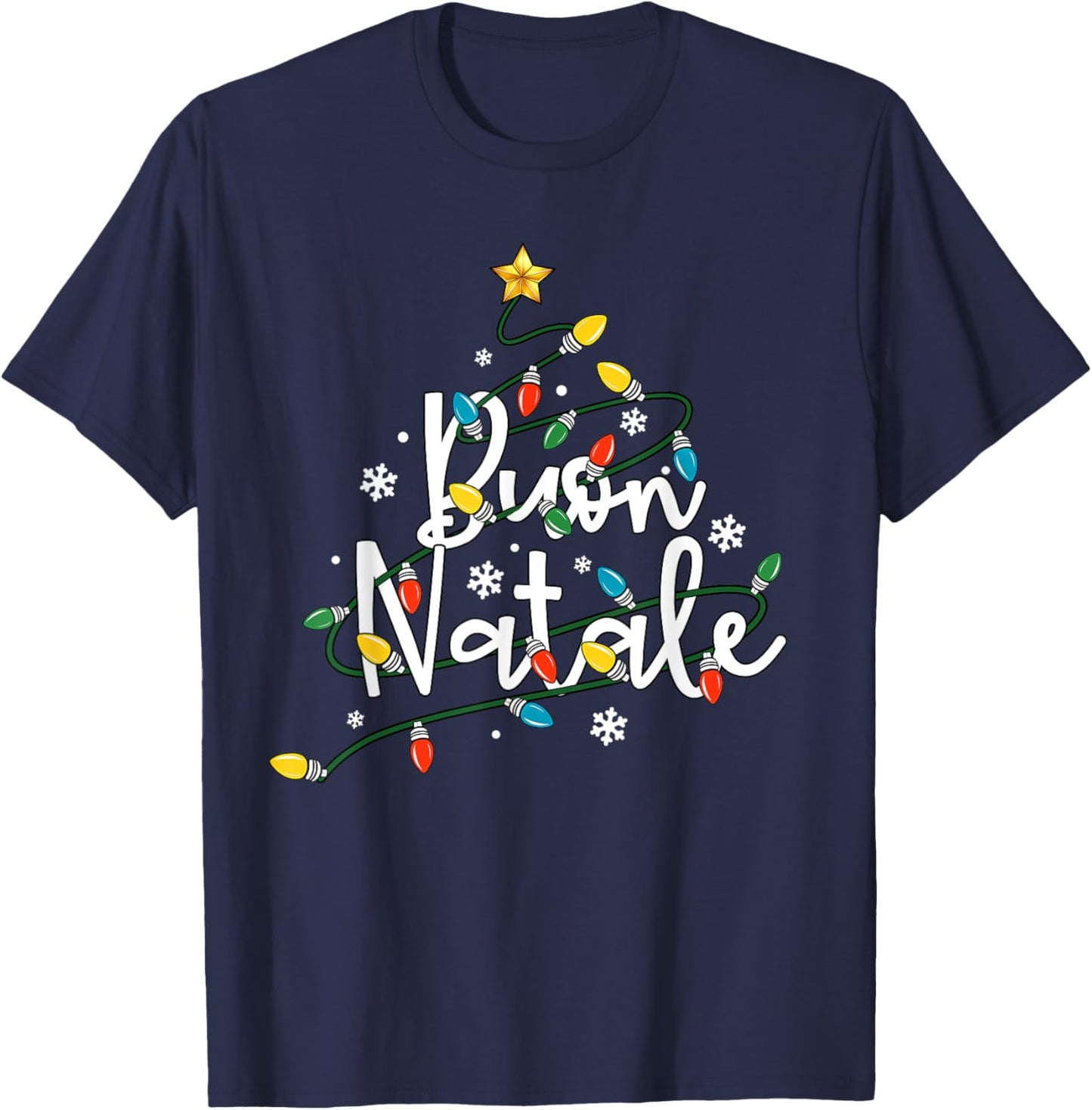 Buon Natale Italian Family Merry Christmas Tree Lights T-Shirt - T-Shirt | Navy