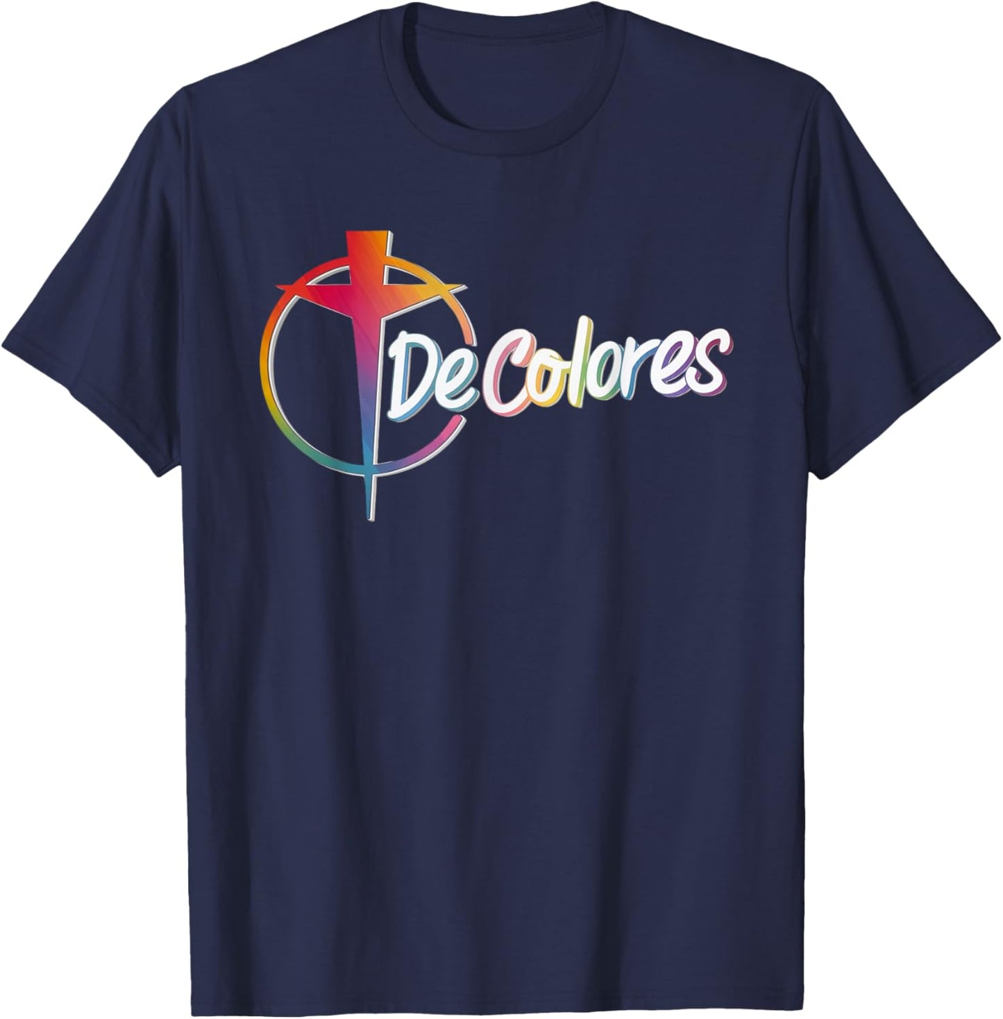 DeColores Cursillo Rainbow Rooster Catholic T-Shirt - T-Shirt | Navy