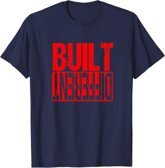 Red Built Different Red Color Graphic Red T-Shirt - T-Shirt | Navy