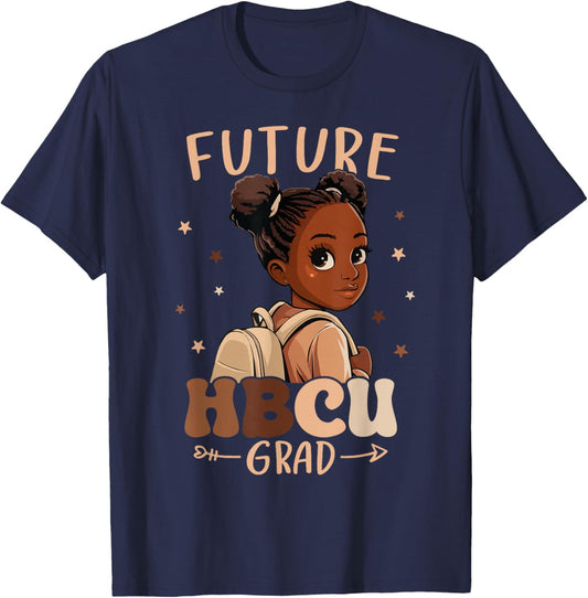 Future HBCU Grad kids Black Girl Afro Black History Month T-Shirt - T-Shirt | Navy