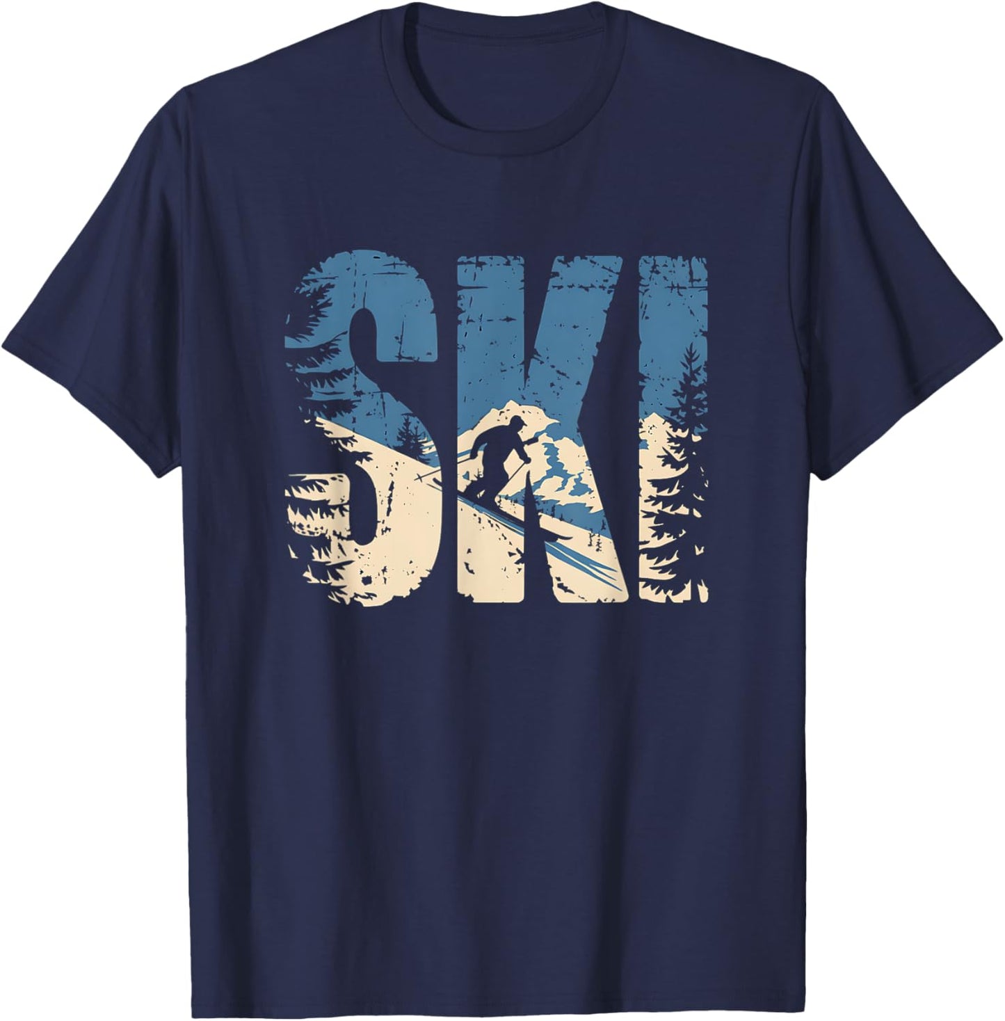 Ski Cool Skiing Style Alpine Skier Women Men Boy Girl T-Shirt - T-Shirt | Navy