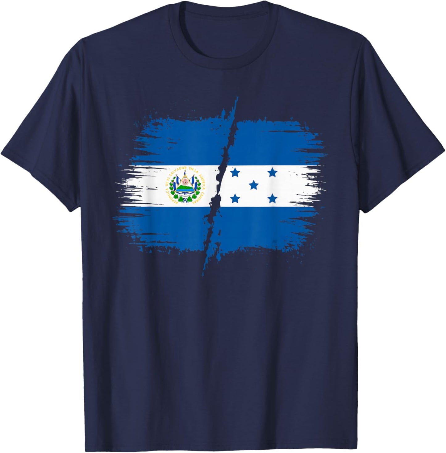 Half Salvadorian Half Honduran Honduras Flag El Salvador T-Shirt - T-Shirt | Navy