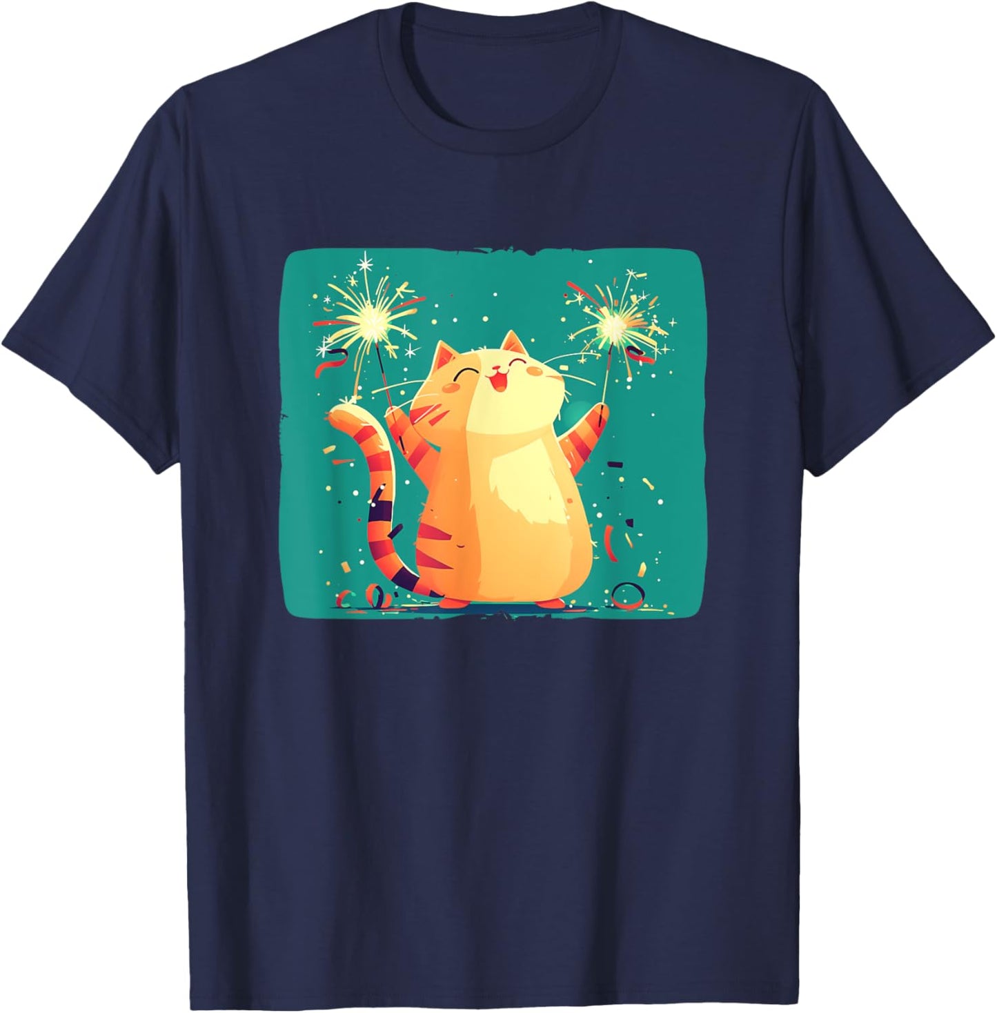 Happy New Year Cat Costume for a Fun Start T-Shirt - T-Shirt | Navy