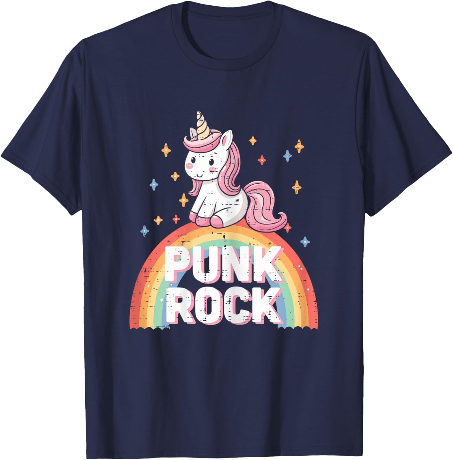 Music Rocker Unicorn Punk Rock Cute Toddler Girls Kids Women T-Shirt - T-Shirt | Navy