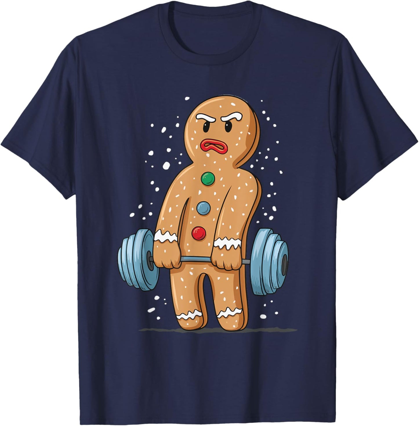 Gingerbread Weightlifting Workout Bodybuilding T-Shirt - T-Shirt | Navy