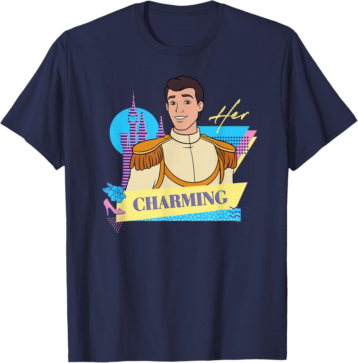 Disney Cinderella Retro Couples Matching Her Prince Charming T-Shirt - T-Shirt | Navy