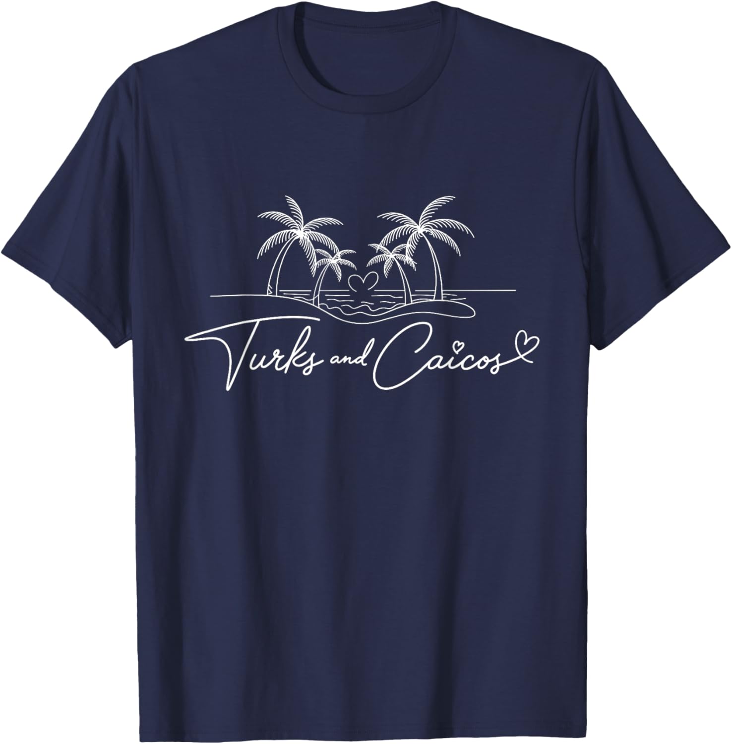 Turks and Caicos Signature Heart Art - Island Souvenir T-Shirt - T-Shirt | Navy
