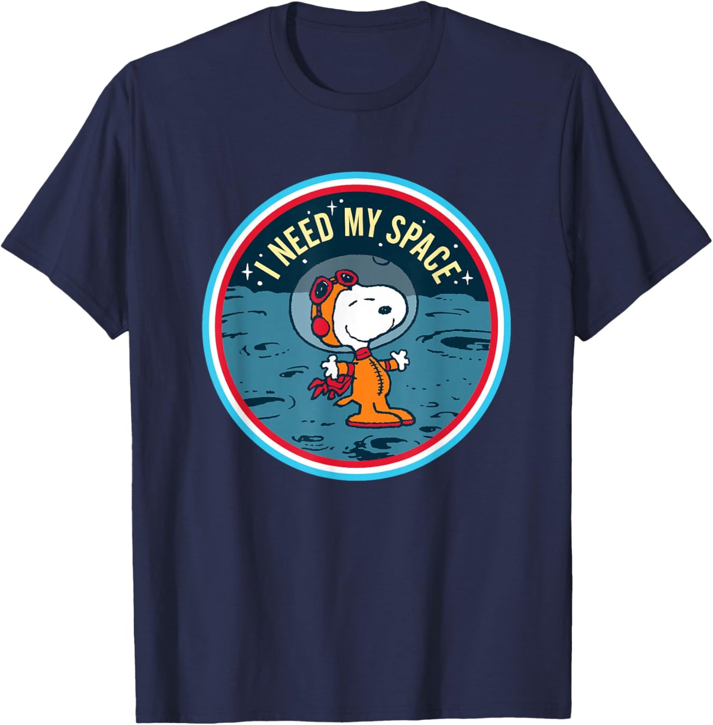 Peanuts Snoopy On The Moon I Need My Space T-Shirt - T-Shirt | Navy