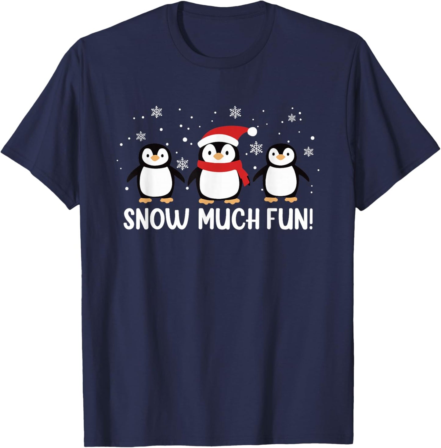 Funny Snow Much Fun Christmas Penguins T-Shirt - T-Shirt | Navy