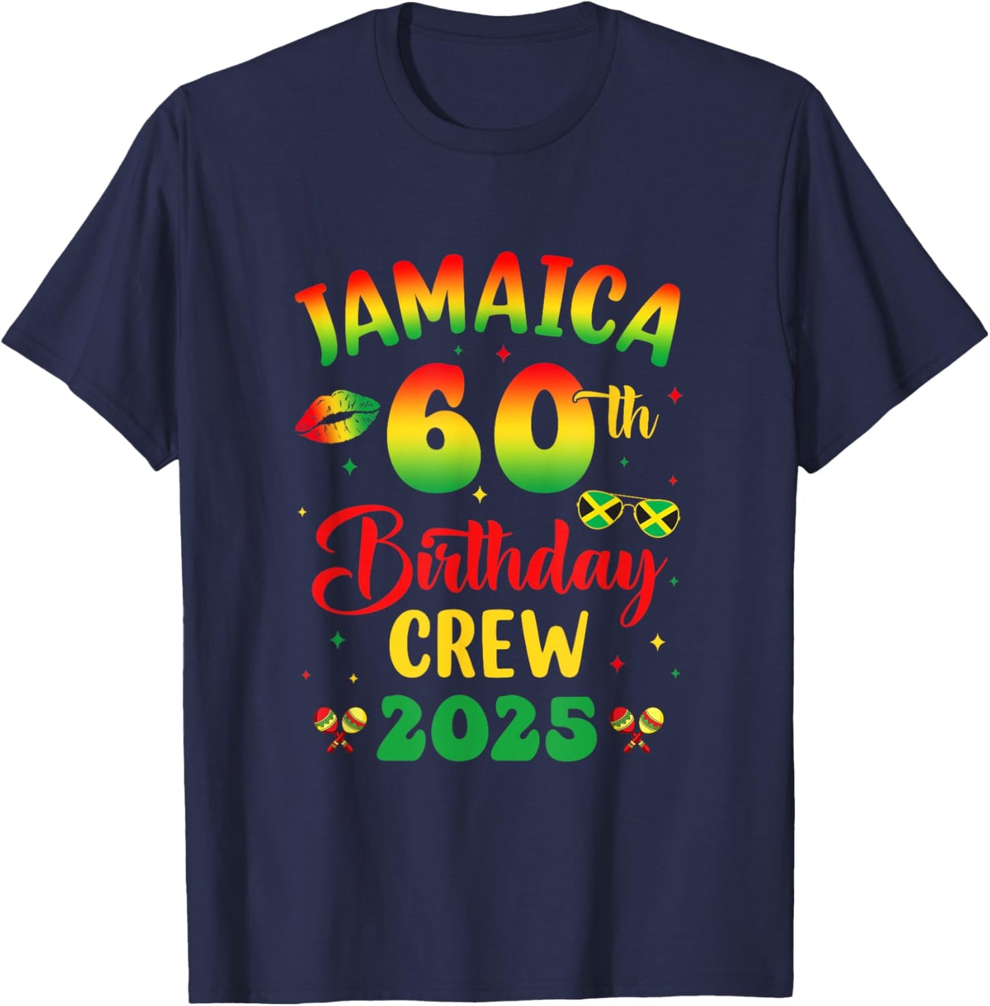 60Th Birthday Girl Jamaica Birthday Crew Matching Group 2025 T-Shirt - T-Shirt | Navy