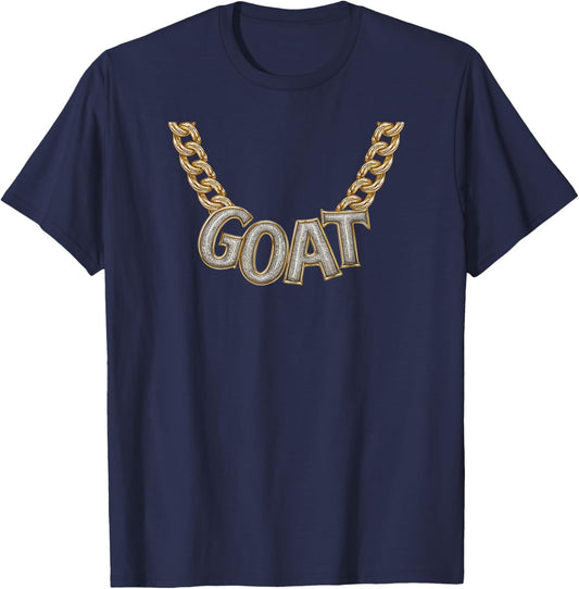 Boy Kid Funny Slang Gold Chain Goat Necklace Costume T-Shirt - T-Shirt | Navy