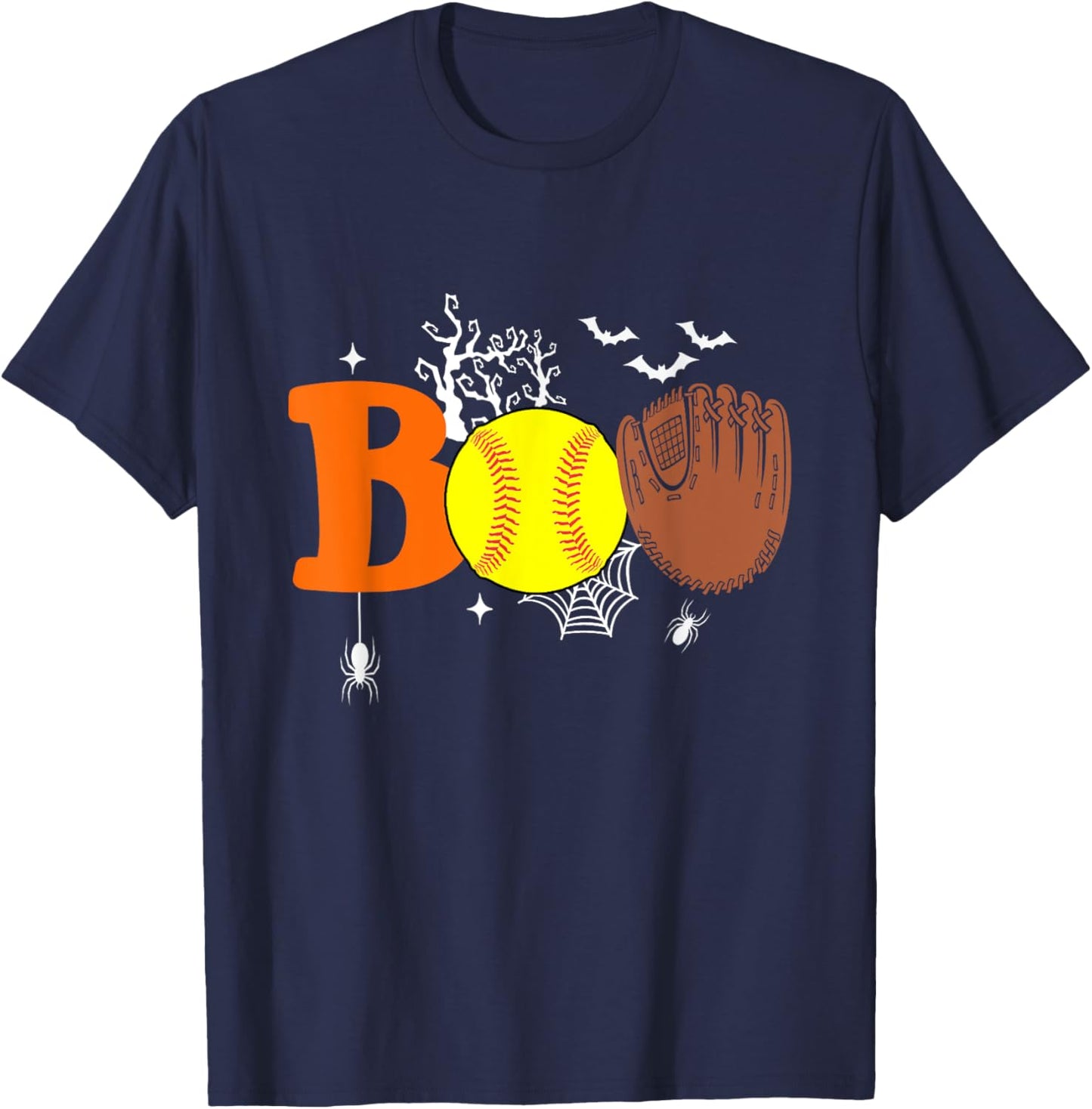 Boo Softball Halloween Spooky Halloween Softball Player T-Shirt - T-Shirt | Navy
