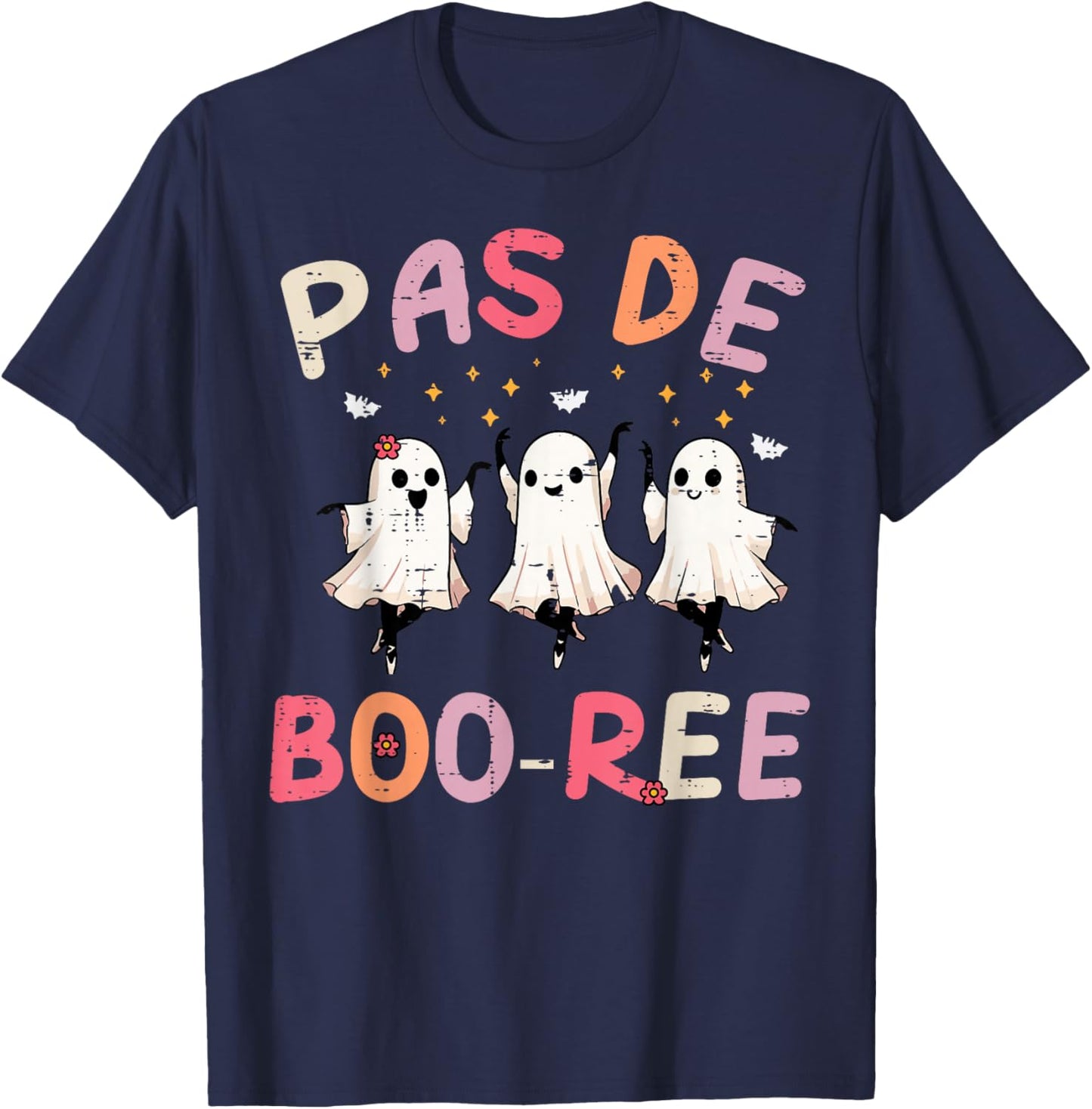 Pas De Booree Dancing Ghosts Ballet Ballerina Halloween Girl T-Shirt - T-Shirt | Navy