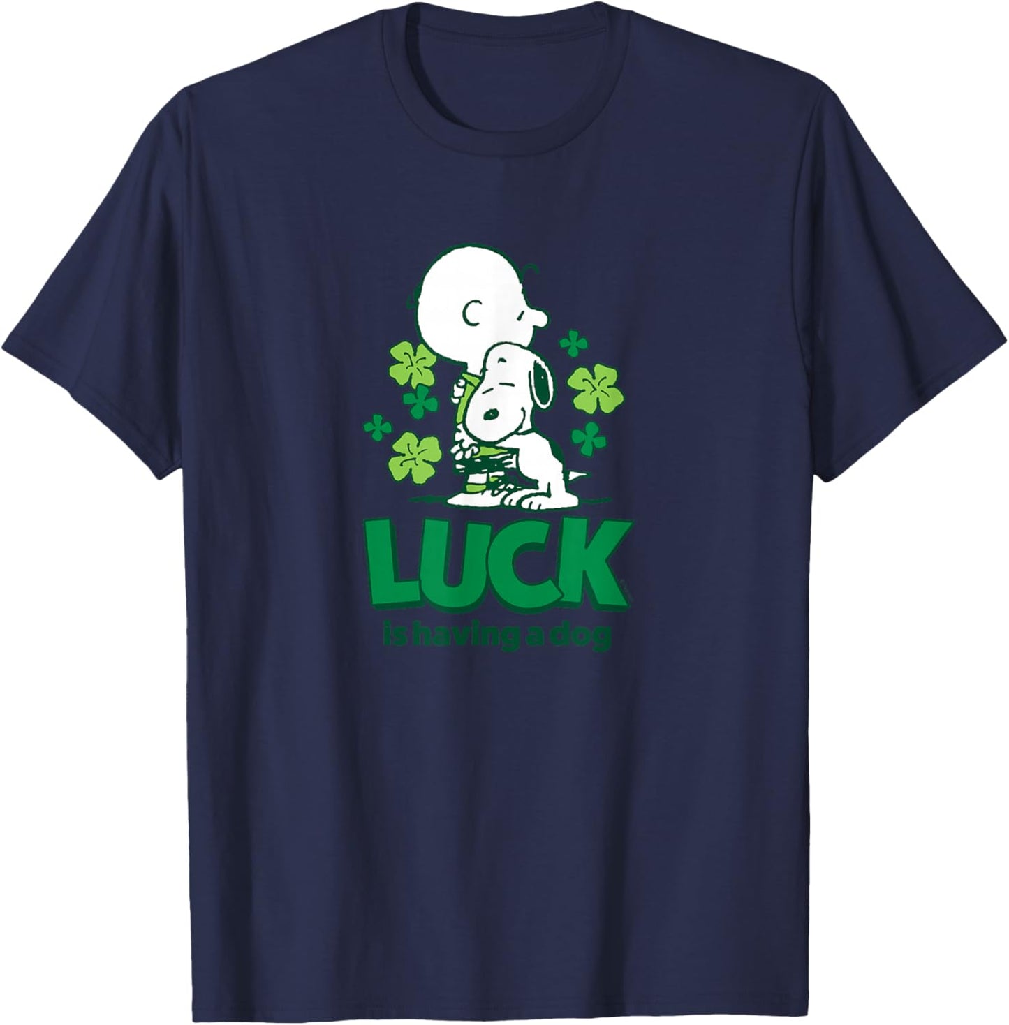 Peanuts - Charlie and Snoopy St. Patrick's Day Lucky Hug T-Shirt - T-Shirt | Navy