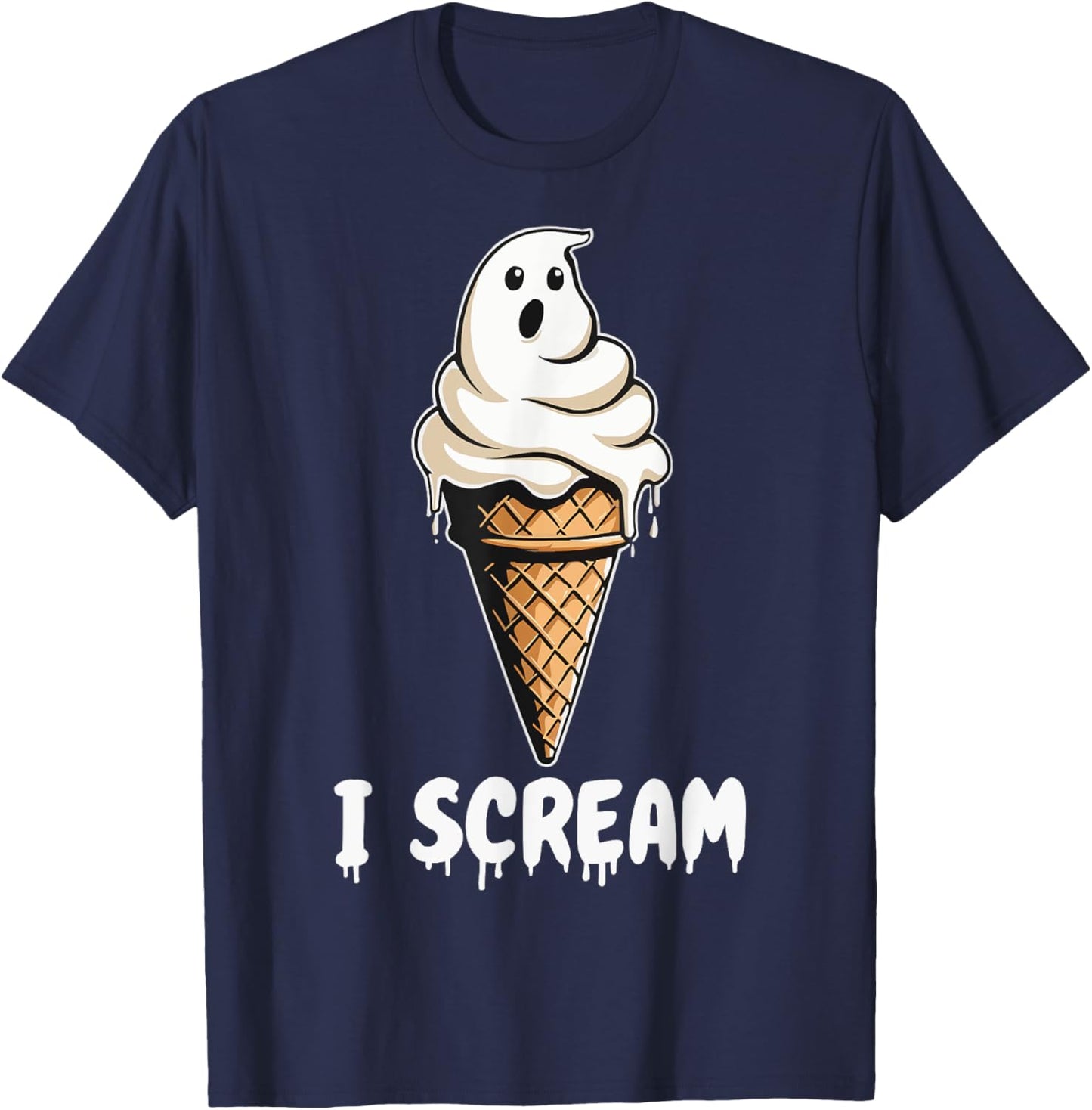 Funny Cute Ice Cream Ghost I Scream Halloween Party Costume T-Shirt - T-Shirt | Navy