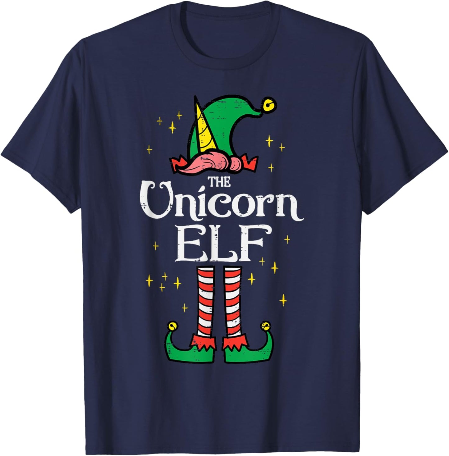 Christmas Unicorn Elf Xmas Family Match Girls Kids Toddler T-Shirt - T-Shirt | Navy