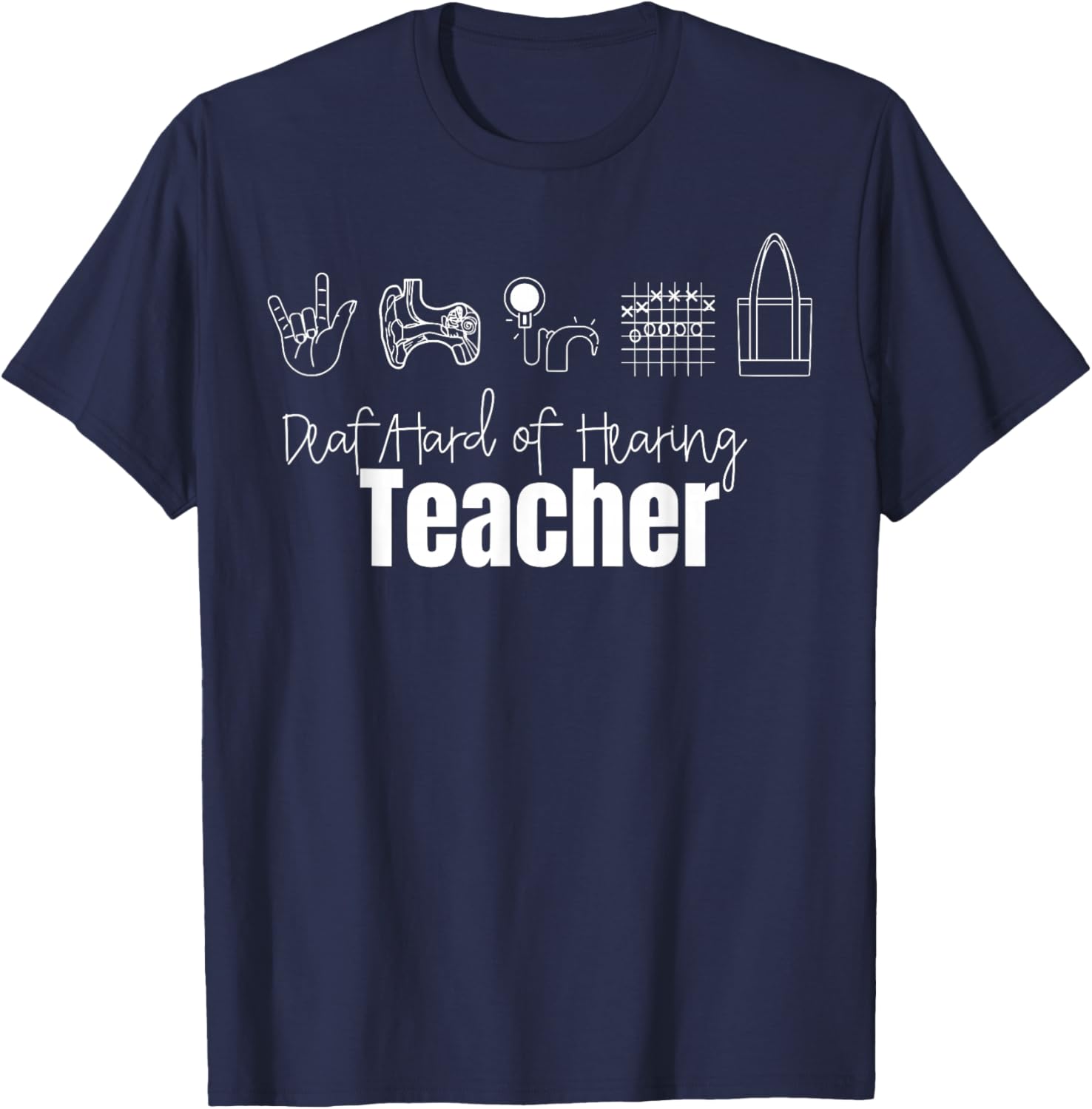 Retro Deaf Hard of Hearing Teacher DHH ASL Special Education T-Shirt - T-Shirt | Navy