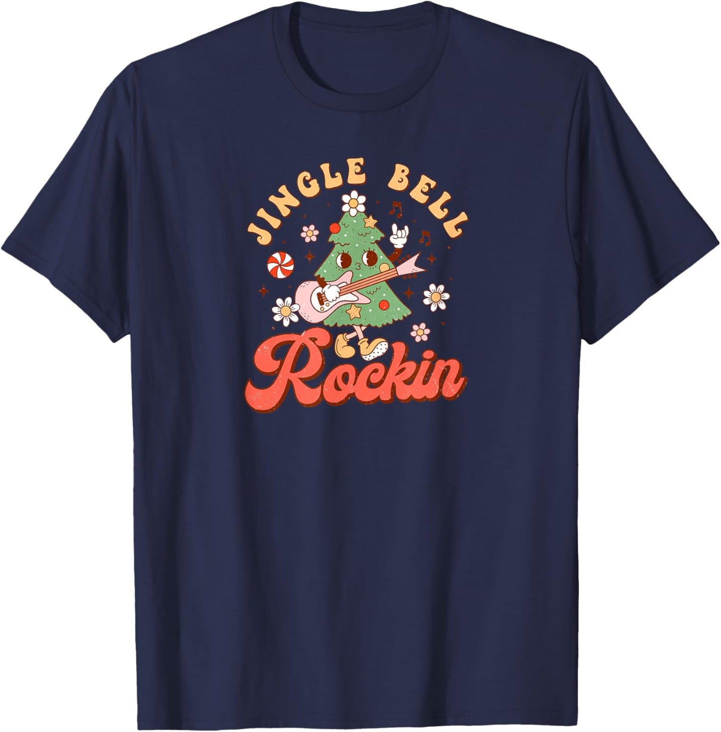 Christmas Winter F4NT4STIC Jingle Bell Rockin Black Christmas , -Adults & -Kids, Short Sleeve, , Small T-Shirt - T-Shirt | Navy
