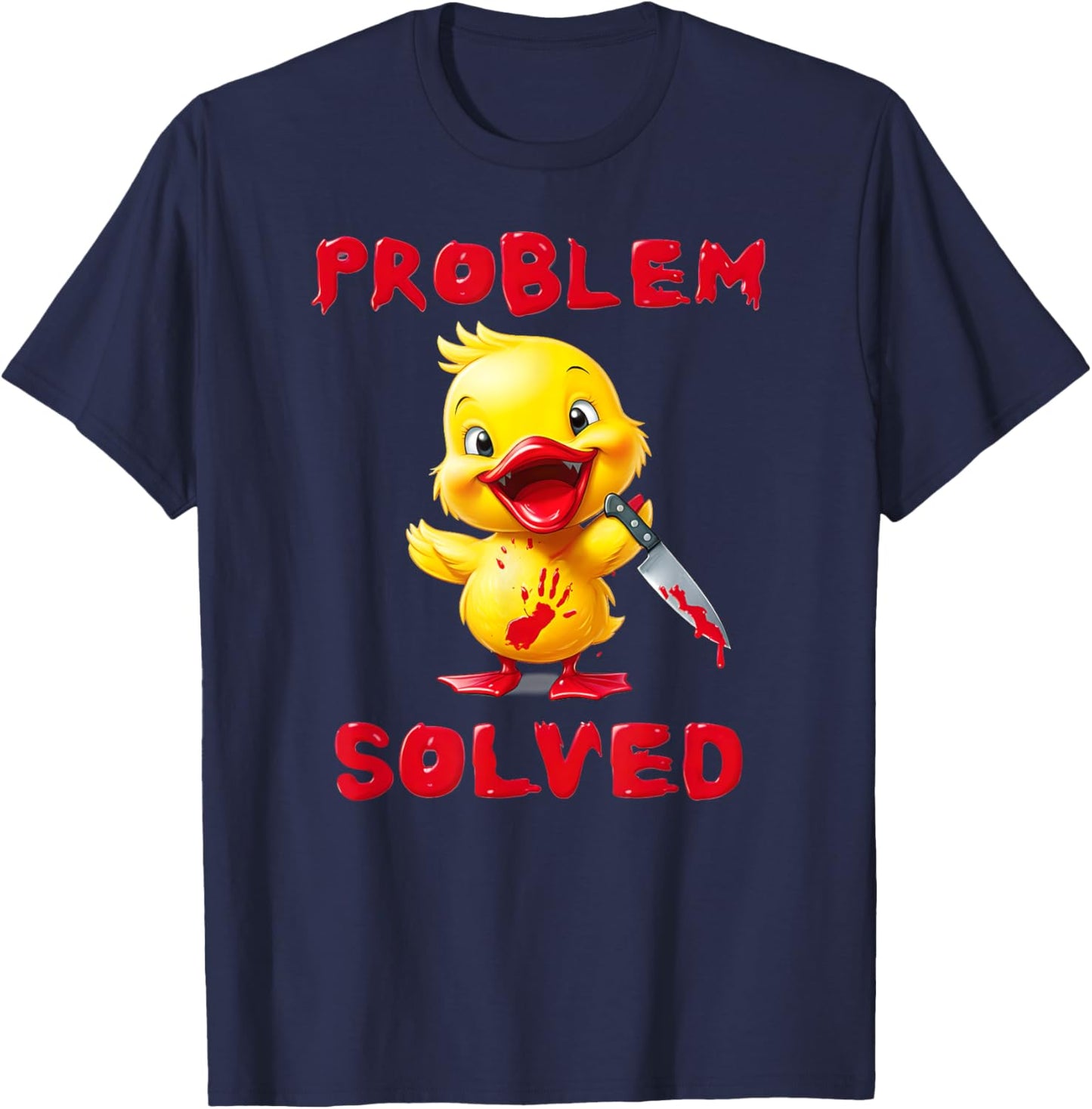 Problem Solved X Knife Duck - Angry Duck Halloween T-Shirt - T-Shirt | Navy