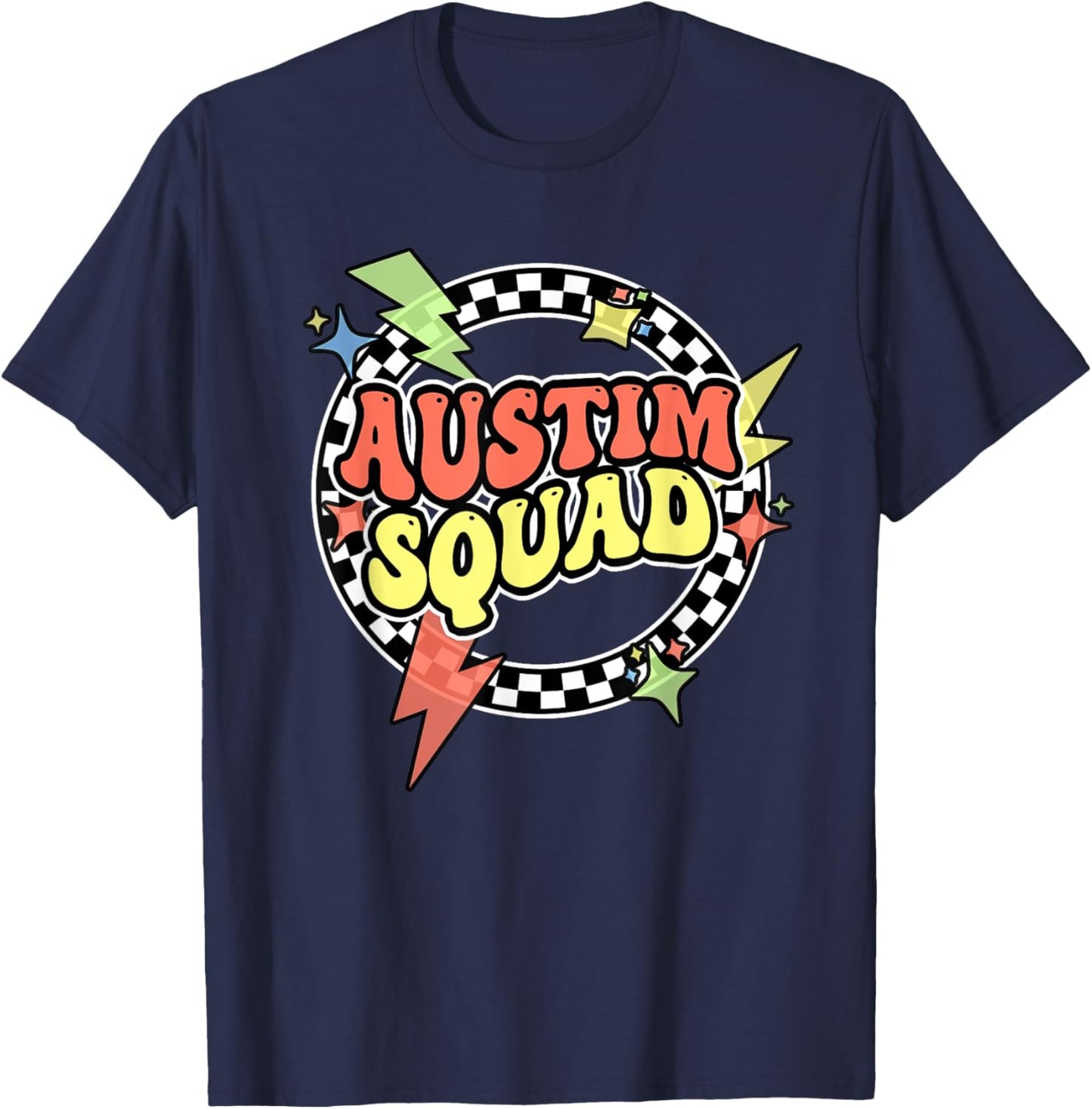 Retro Autism Squad Support Autism Mom Dad Funny For Kids Men T-Shirt - T-Shirt | Navy