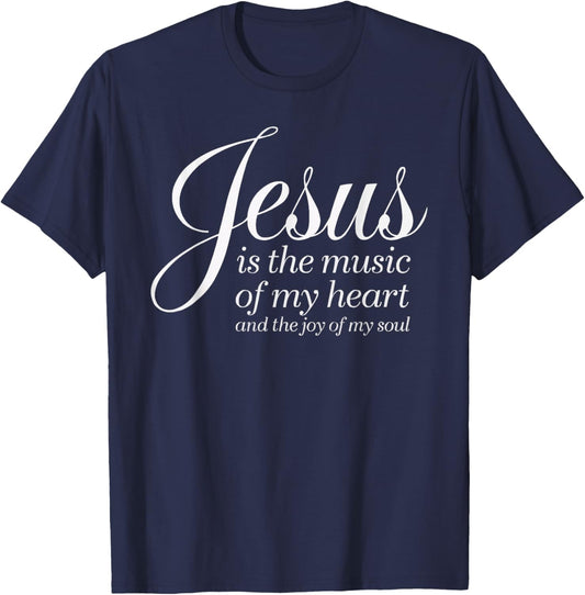 Music Jesus Christ Religion Christian Musician Christianity T-Shirt - T-Shirt | Navy