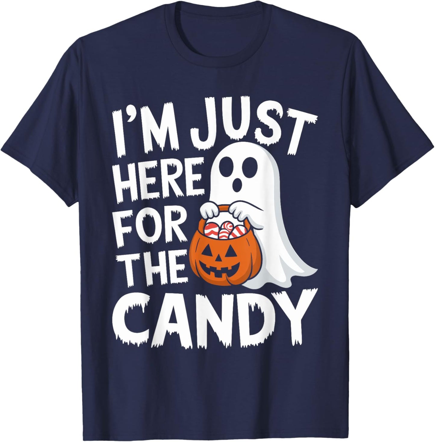 I'm Just Here for the Candy Halloween Pun Lollipop T-Shirt - T-Shirt | Navy