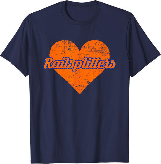Lincoln Park Railsplitters Over Heart T-Shirt - T-Shirt | Navy